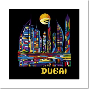 Dubai UAE Pop Art City Skyline Wanderlust Asia Travel Posters and Art